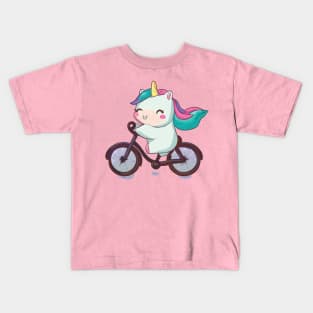 Unicorn on Bike Kids T-Shirt